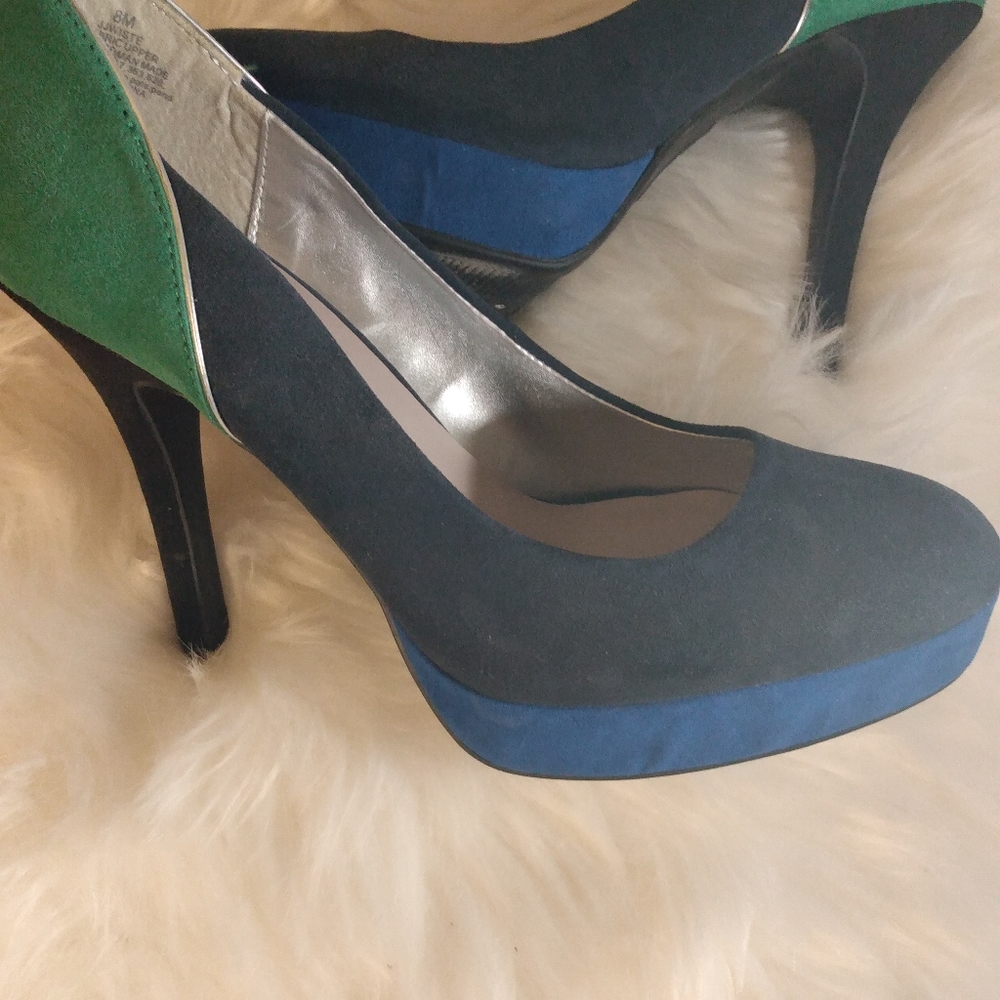 New blue multi colored heels